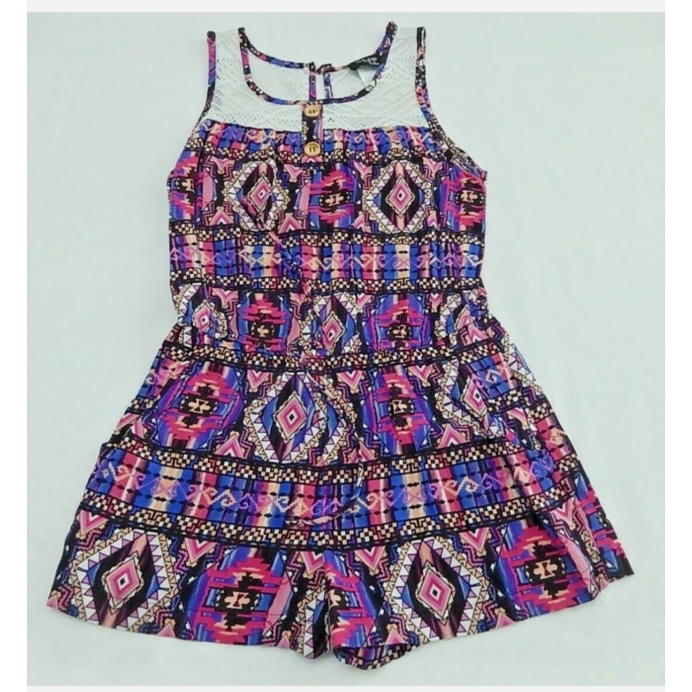 2 Hip By Wrapper Girl Tank Romper Sz 8 Sleeveless One Piece Elastic Waist